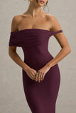 Melika Burgundy Twisted Bardot Maxi Dress