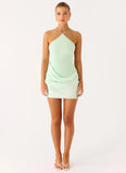 Keanu Cupro Mini Dress Aqua