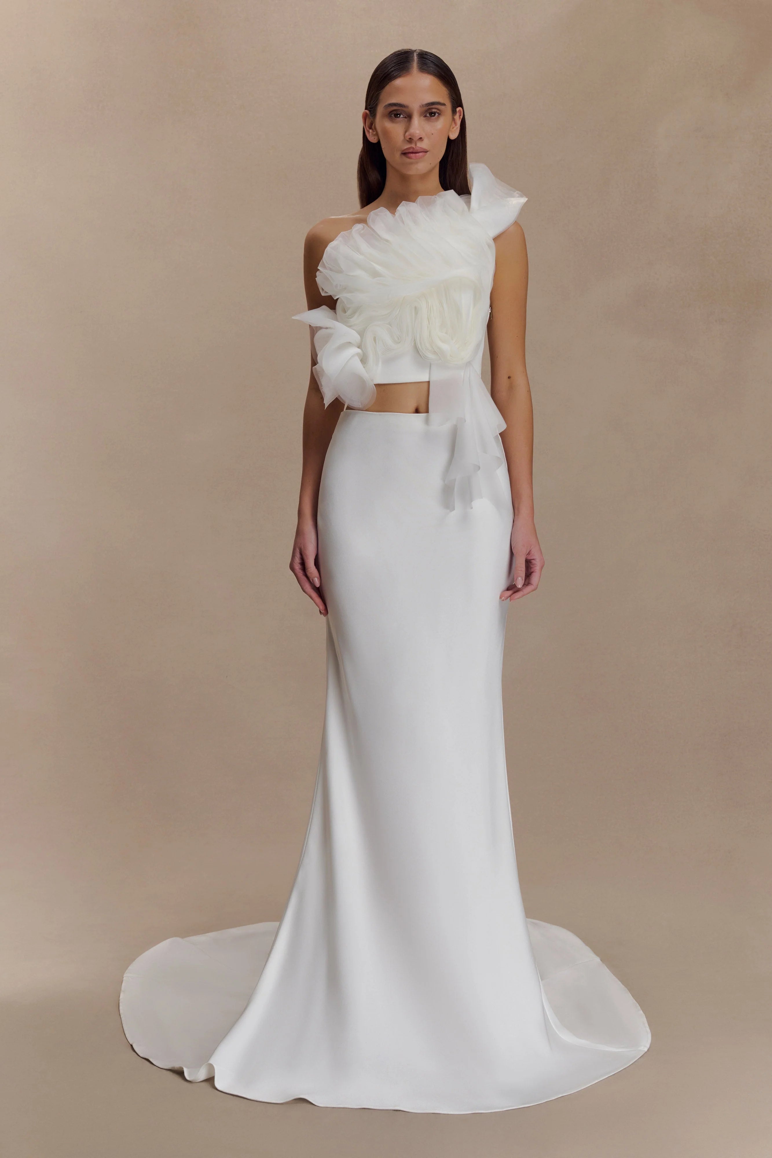Clara Fishtail Maxi Skirt White