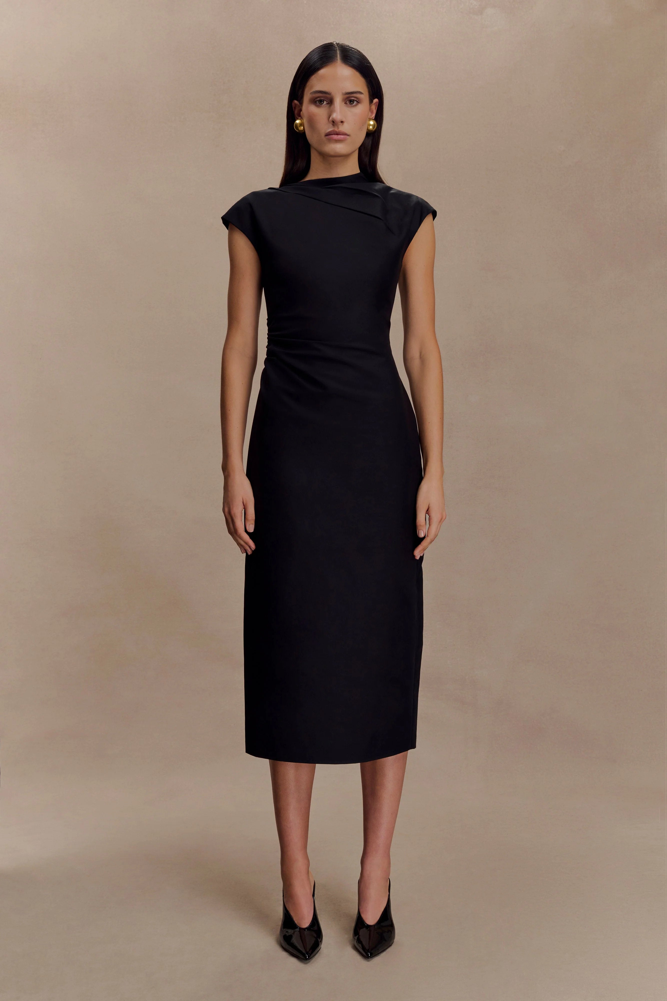 Lorena Cotton Midi Dress Black