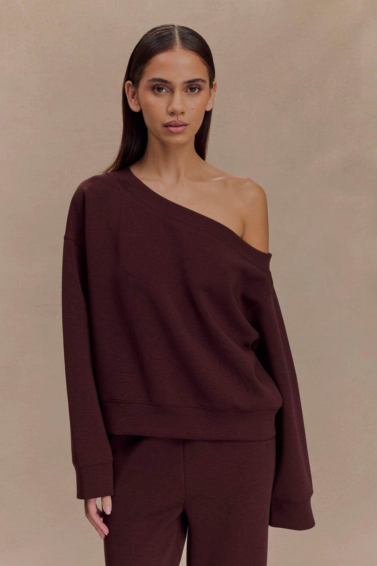 Aiden Slouchy Crew Jumper Chocolate