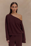Aiden Slouchy Crew Jumper Chocolate