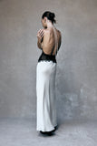 Dinah Lace And Satin Maxi Dress Black Ivory