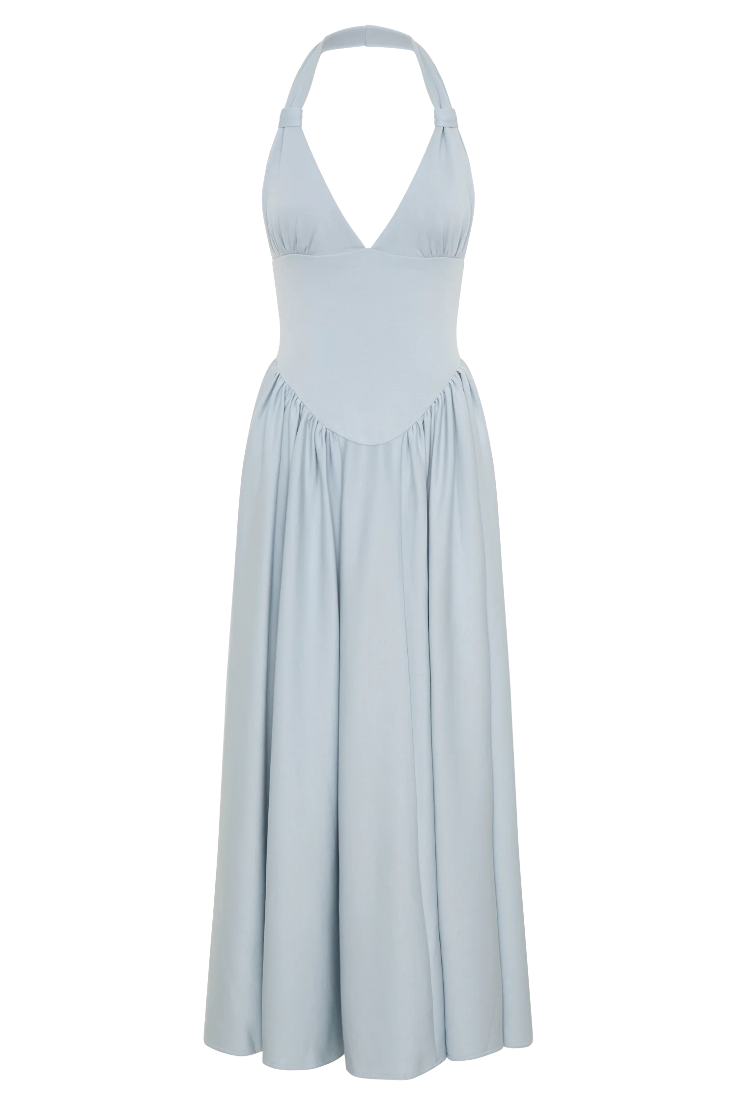 Angelina Scuba Halter Midi Dress Pale Blue