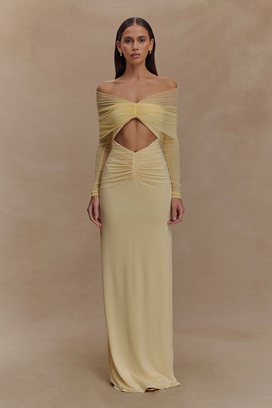 Rafaella Slinky And Mesh Maxi Dress - Lemon