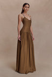 Darling Linen Maxi Dress Chocolate