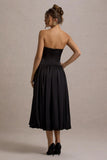 Keyton Black Satin Bandeau Midi Dress
