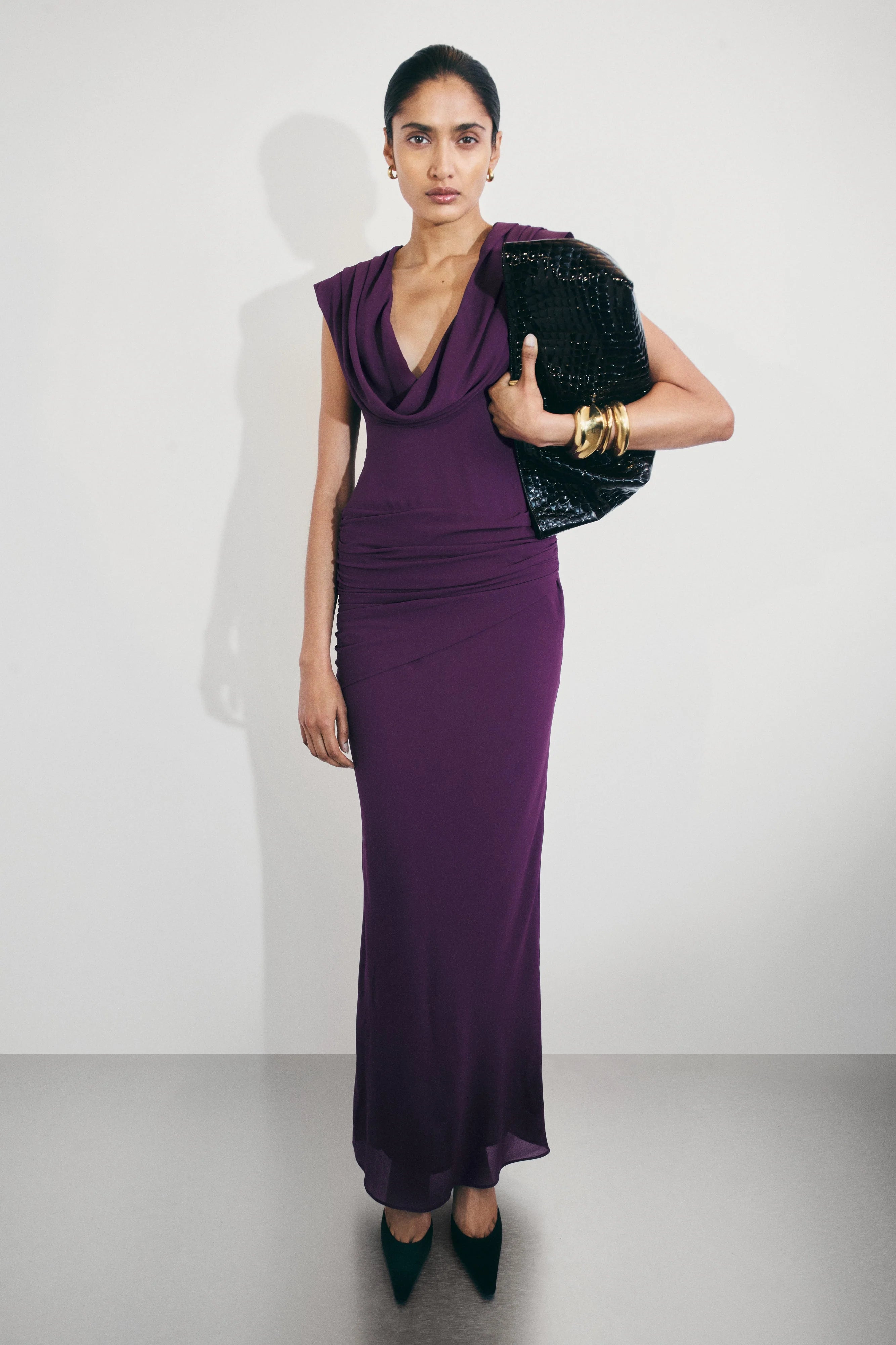 Giulia Chiffon Draped Maxi Dress Purple