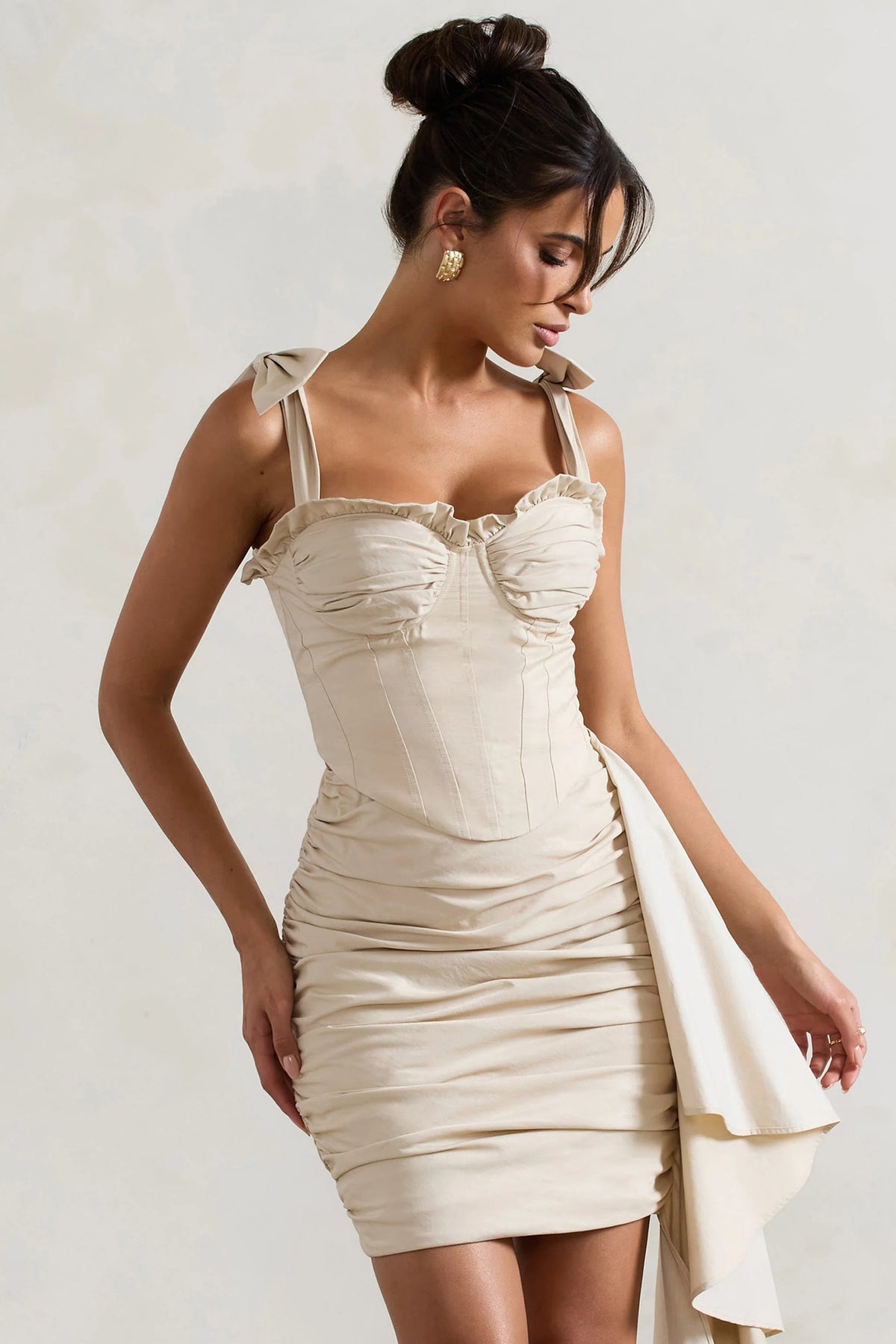 Valentine Ivory Ruffled Corset Top With Tie Straps