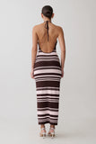 Brienne Stripe Midi Dress Pink Chocolate