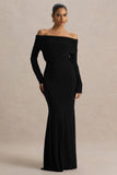 Cilla Black Bardot Neck Maxi Dress With Ruched Detailing