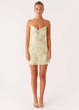 Vietta Sequin Cami Micro Mini Dress Yellow