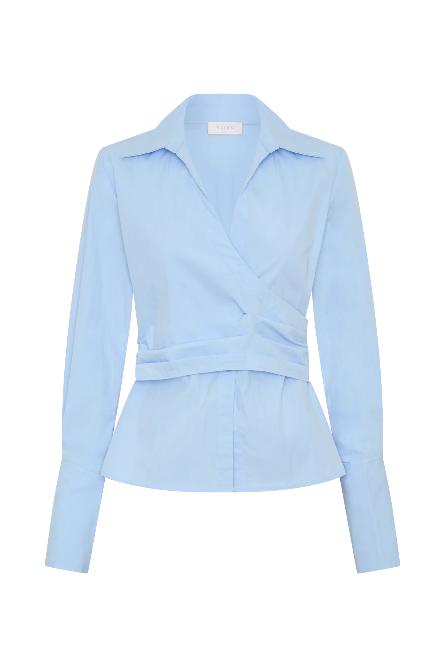 Eugenia Wrap Cotton Shirt Blue