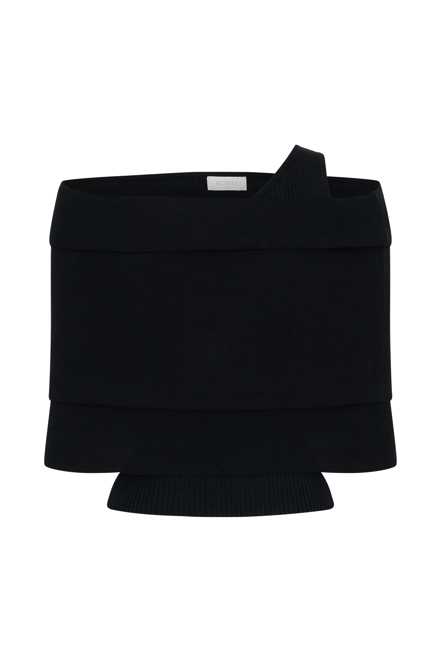 Sierra Asymmetrical Cashmere Blend Knit Top Black