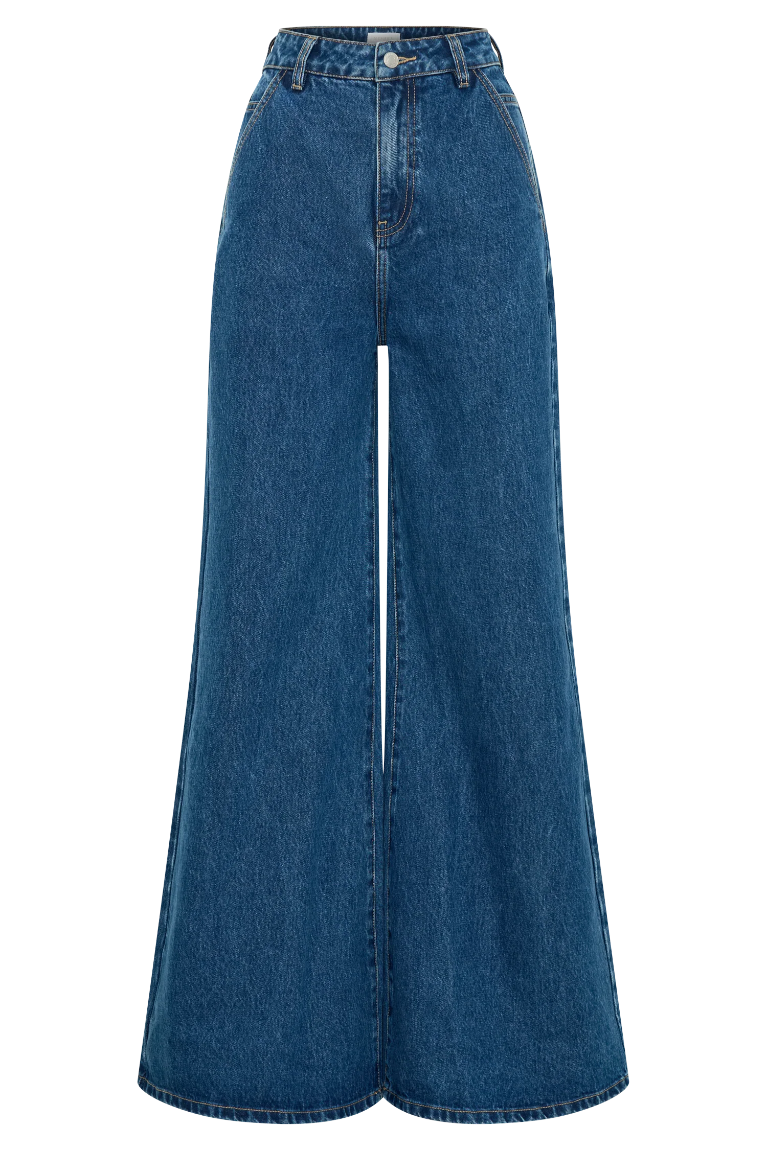 Jen Wide Leg Flare Denim Jeans Dark Blue