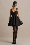 Malia Black Sweetheart Neck Skater Mini Dress