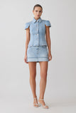 Lakoda Cuffed Denim Mini Skirt Washed Light Blue