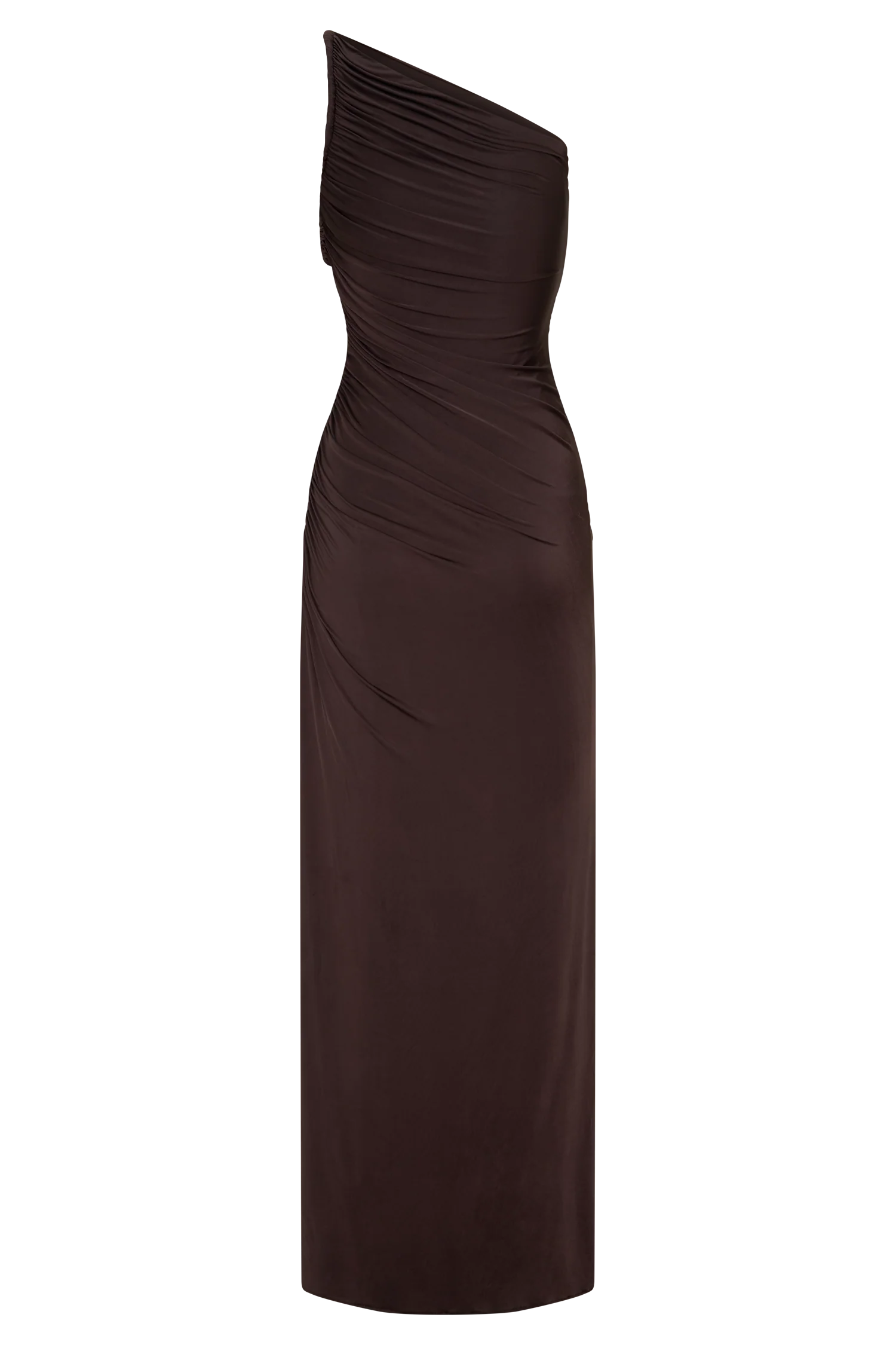 Ryn Twisted One Shoulder Maxi Dress Dark Chocolate