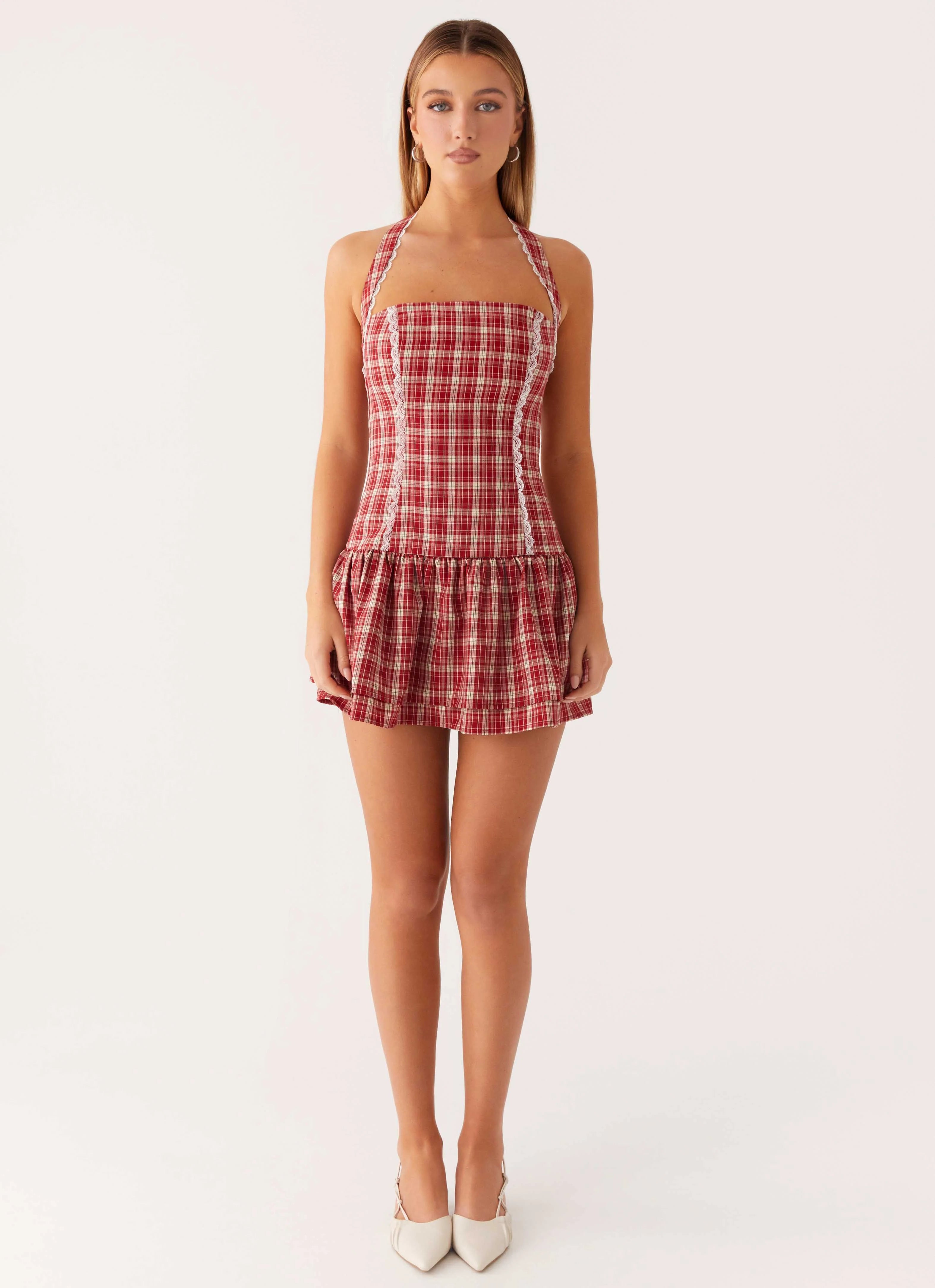 Lotus Dream Mini Dress Ruby Check