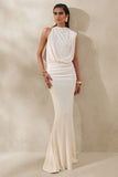 Umaira Cream High Neck Maxi Dress