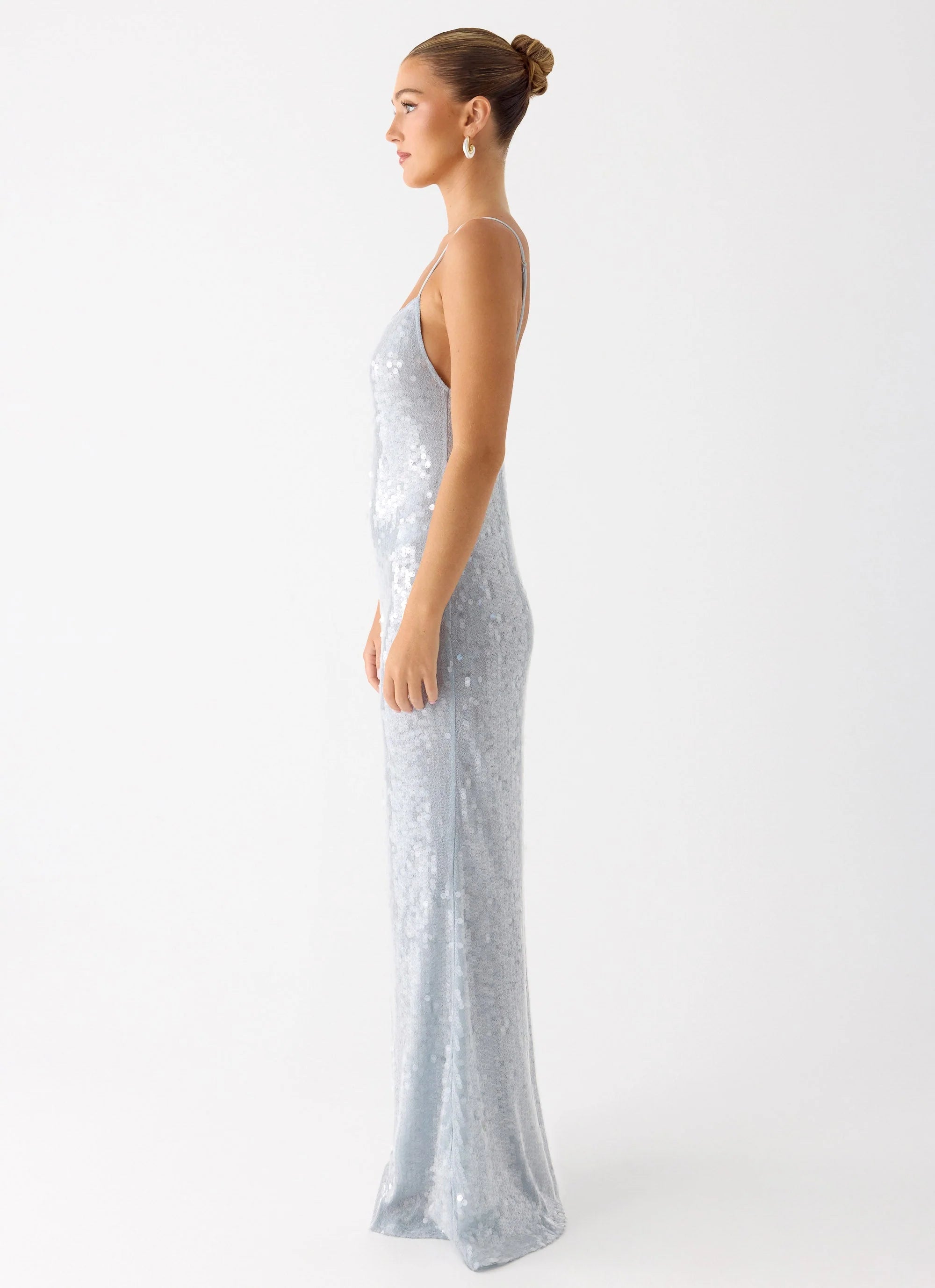 Solo Sequin Maxi Dress Misty Blue