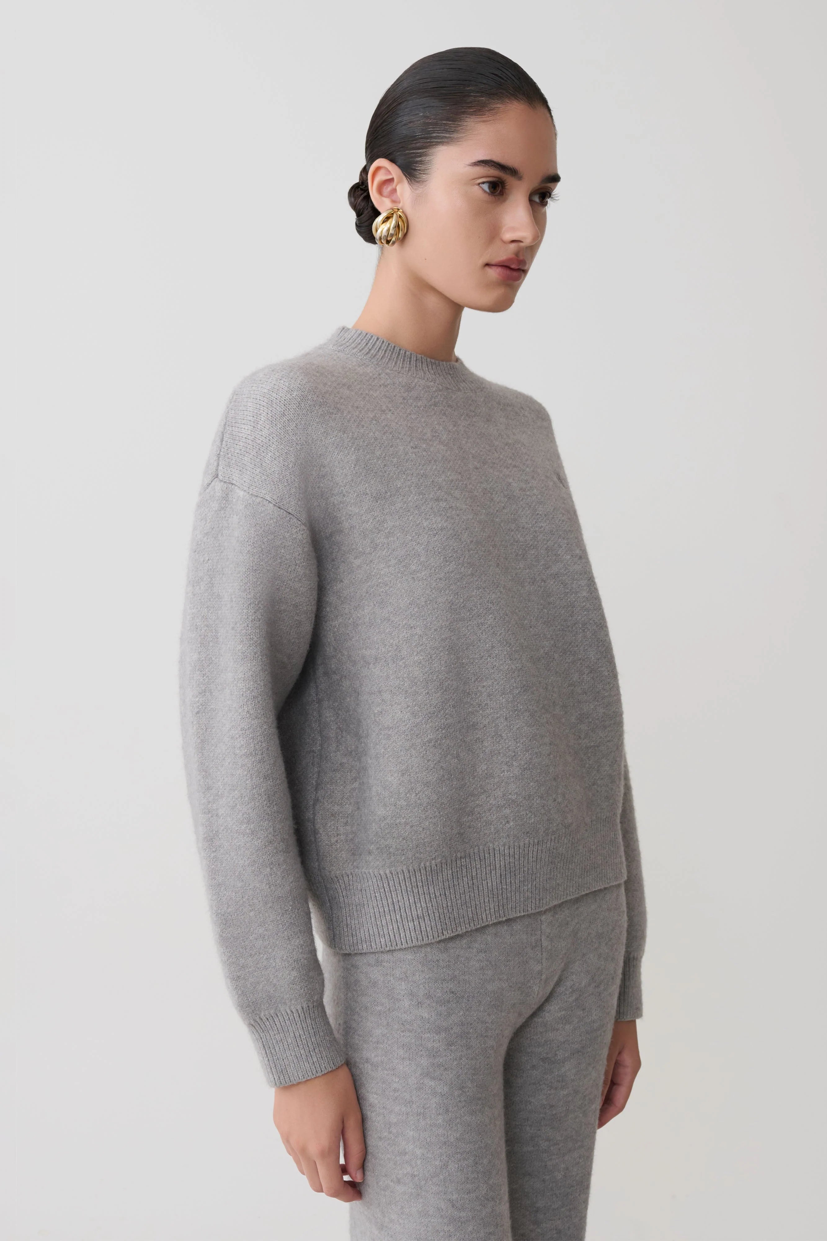 Lulu Oversized Knit Jumper Grey Marle