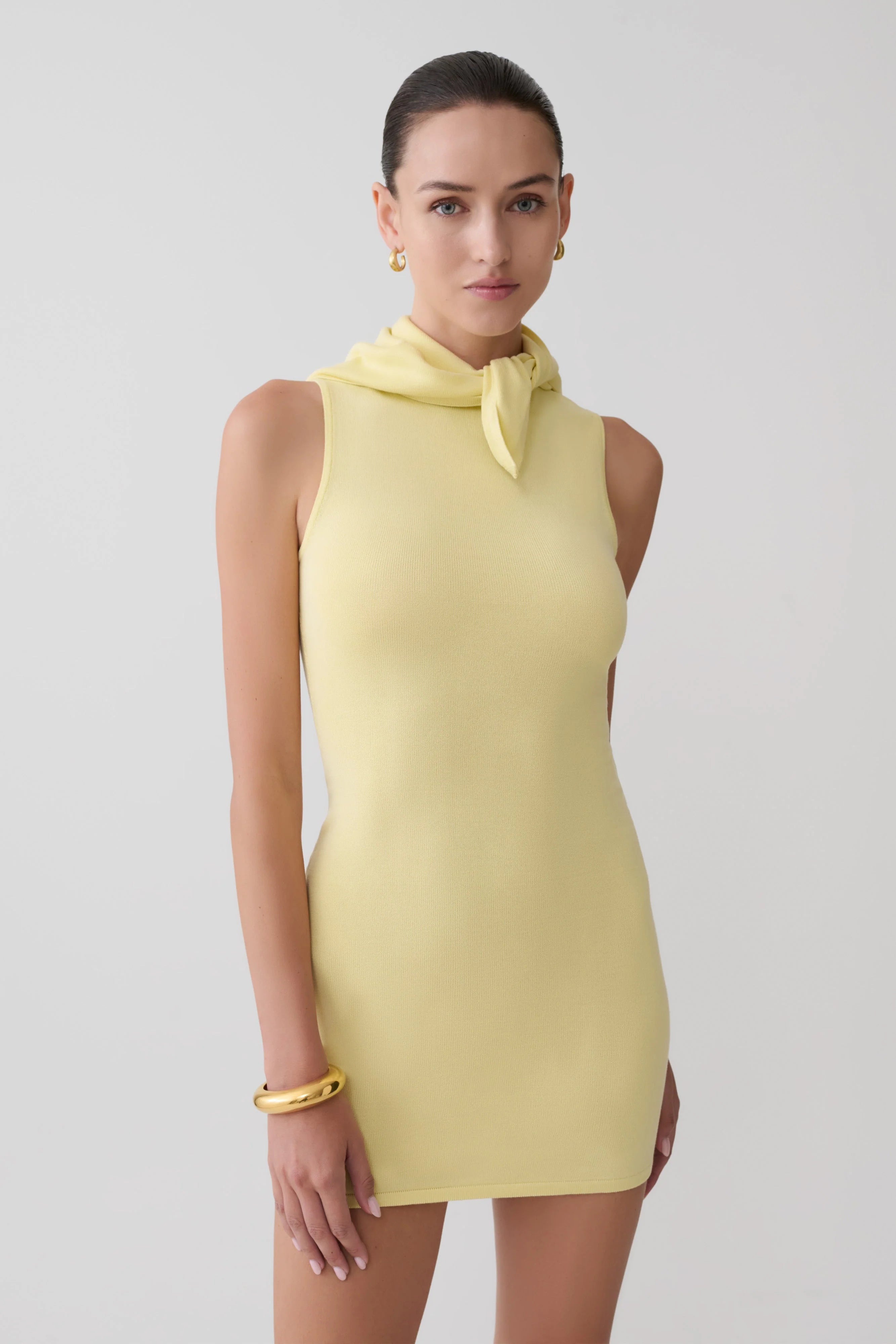 Amilee Scarf Knit Mini Dress Lemon