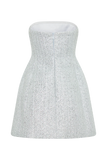 Gala Strapless Tweed Mini Dress - Silver