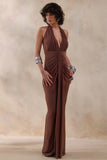 Lesley Brown Plunge Neck Maxi Dress