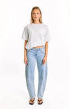 Jannina Light Wash Denim Studded Low Rise Jeans