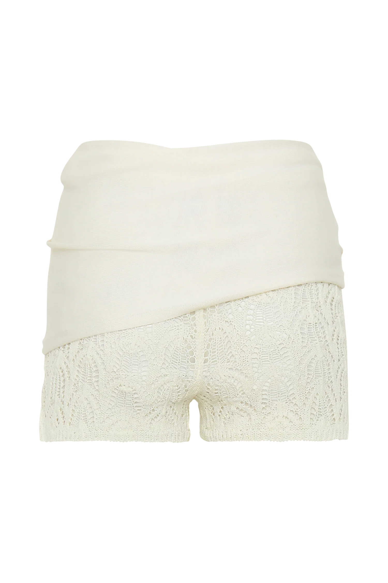 Liora Crochet Shorts With Knit Overlay Ivory