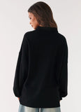 Torrie Oversized Polo Top Black