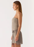Via Veneto Mini Dress Sand Brown