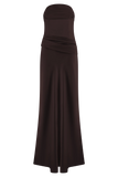 Jasmine Strapless Satin Maxi Dress - Dark Chocolate