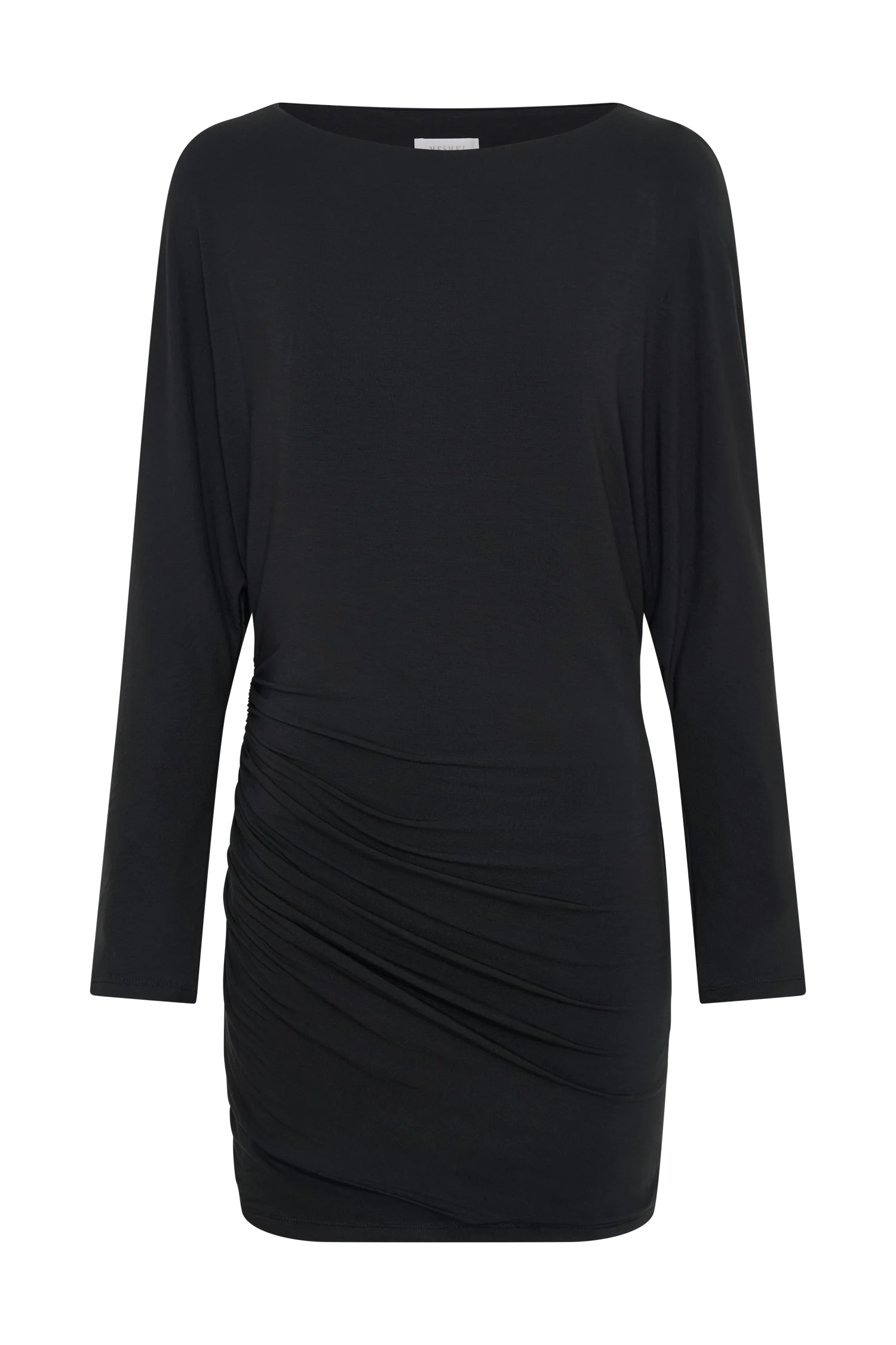 Thao Long Sleeve Gathered Mini Dress Dark Charcoal