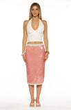 Petra Pink Sequin Lace Trim Midi Skirt