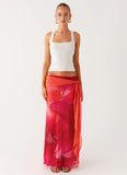 Raya Maxi Skirt Peach Watermelon Flower