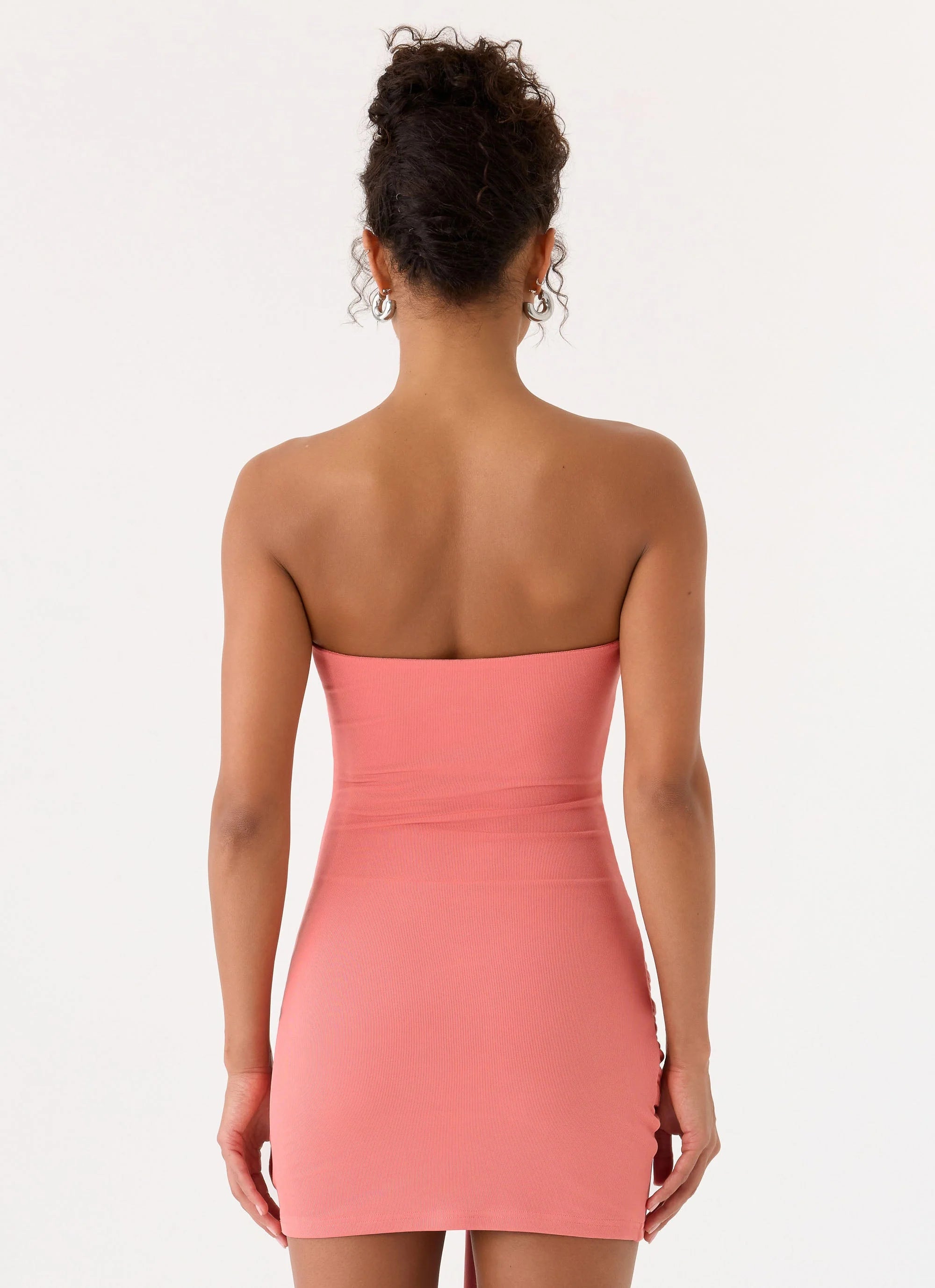 Jiliana Strapless Mini Dress Coral
