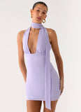 Melisande Scarf Neck Mini Dress Lavender