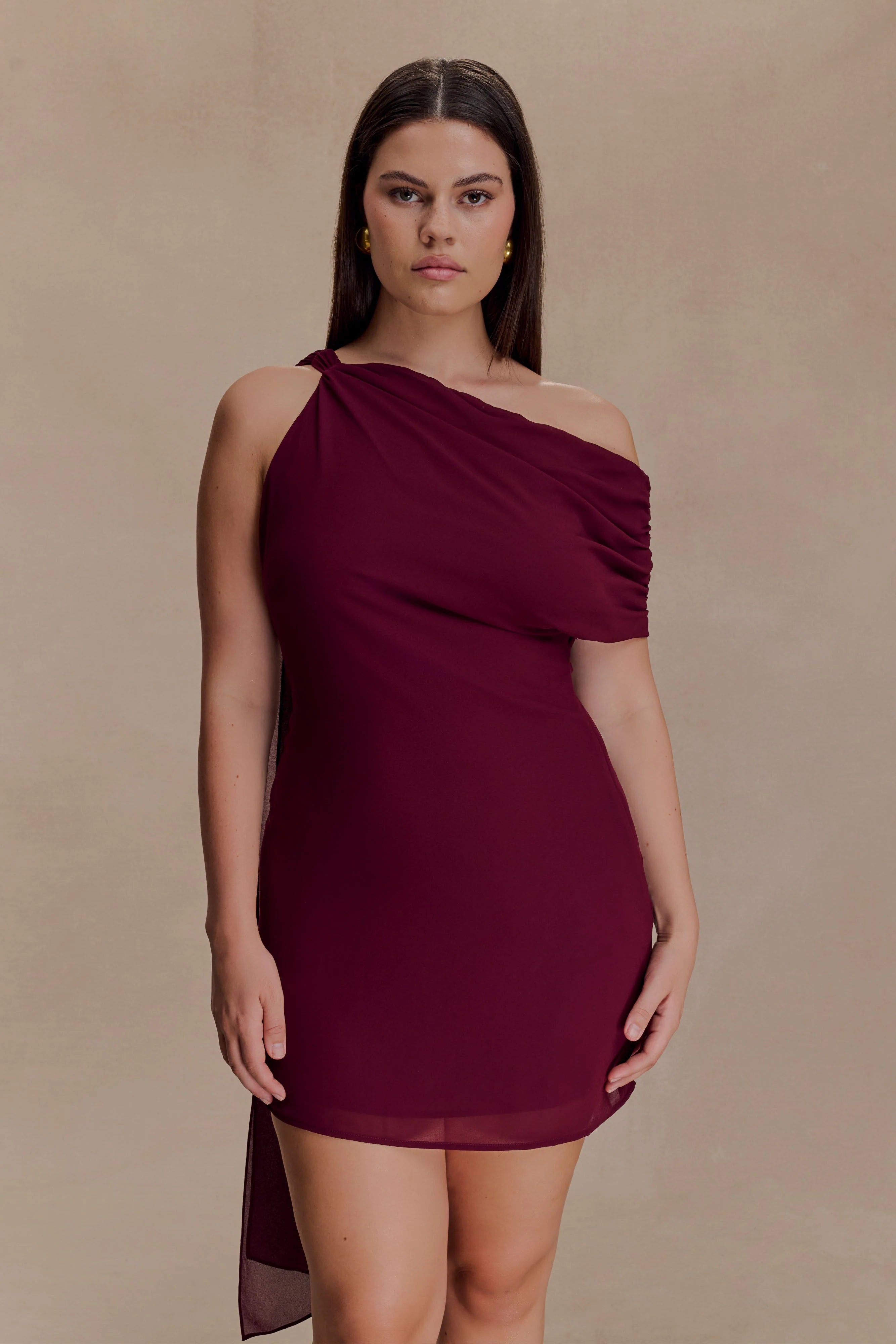 Daisie Chiffon Mini Dress Wine
