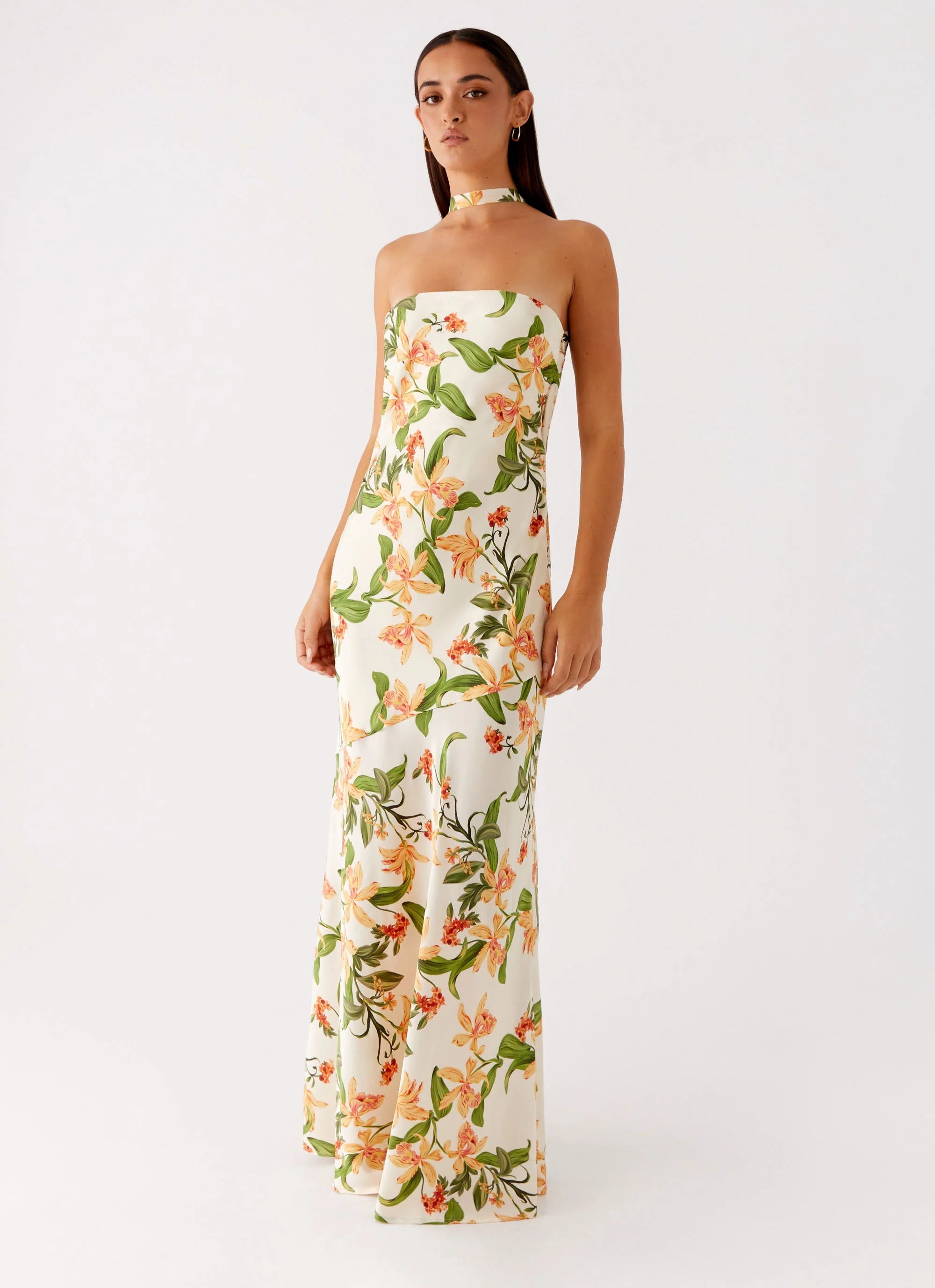 Damali Satin Maxi Dress Floral Print