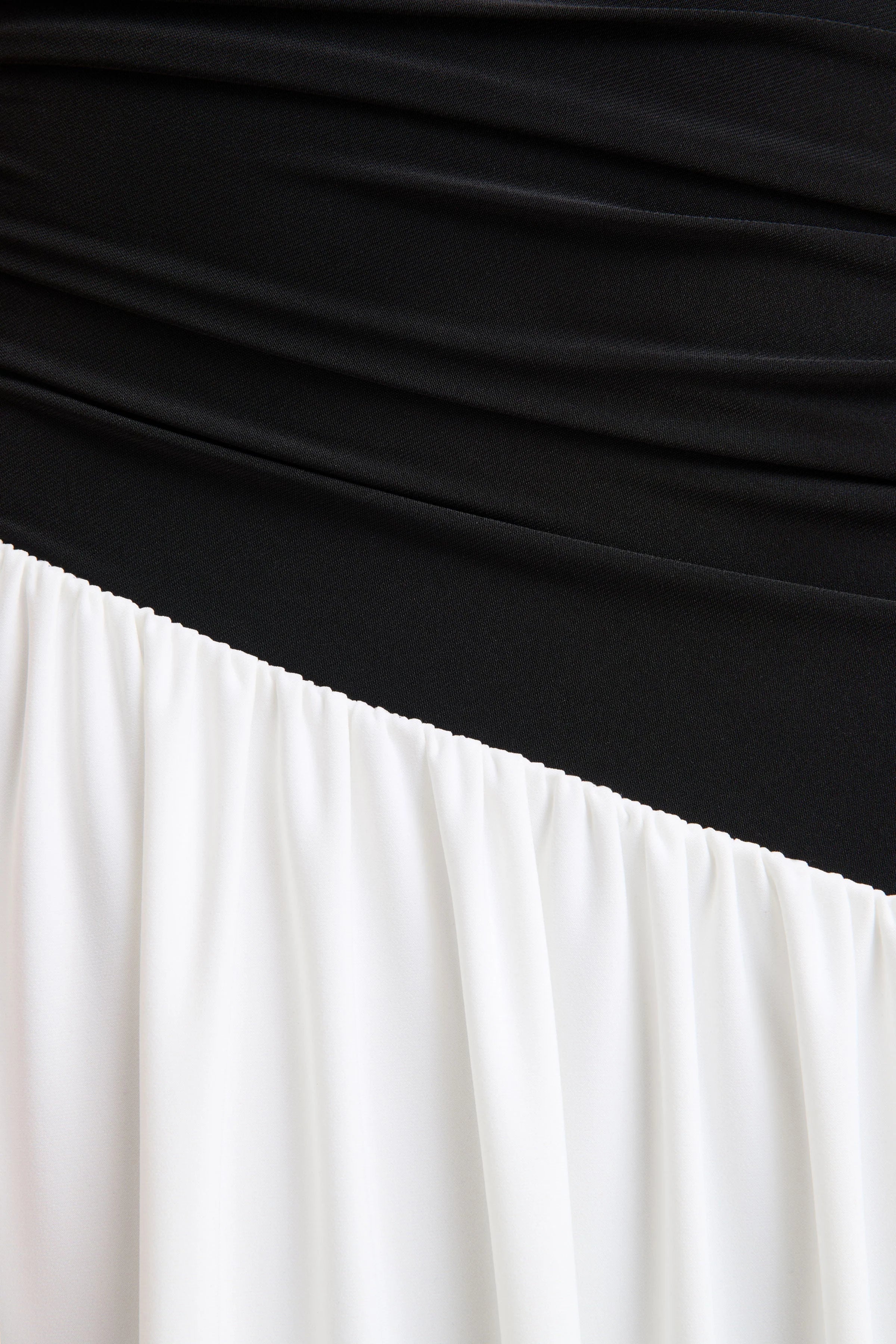 Danila Black And White Asymmetric Neck Maxi Dress With Drop Waist
