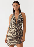 Varindra Cowl Mini Dress Zebra