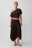Luu Slinky Midi Skirt Dark Chocolate