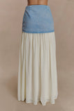 Tully Chiffon Denim Maxi Skirt 80S Blue