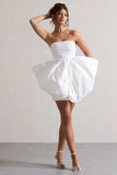 Bladen Cream Bandeau Mini Dress With Detachable Bow Skirt