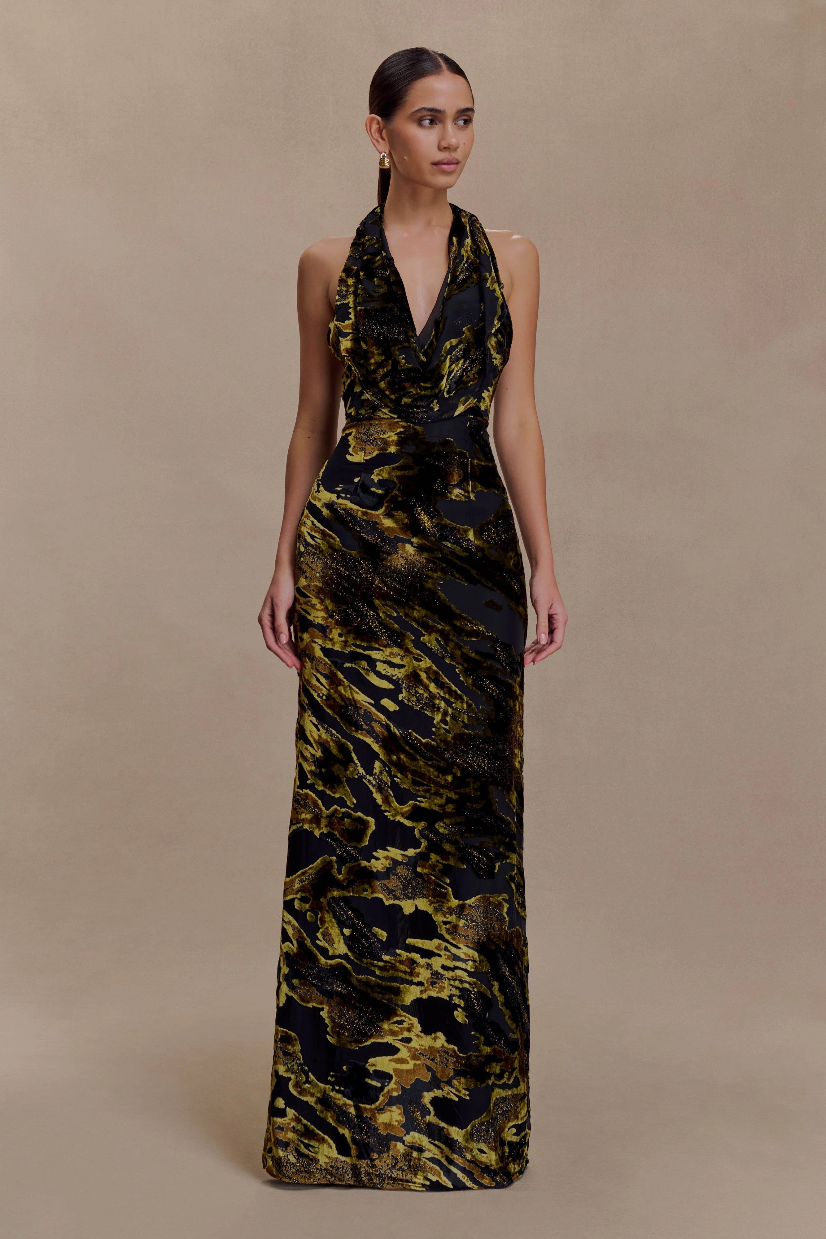 Talila Cowl Front Maxi Dress Velvet Burnout