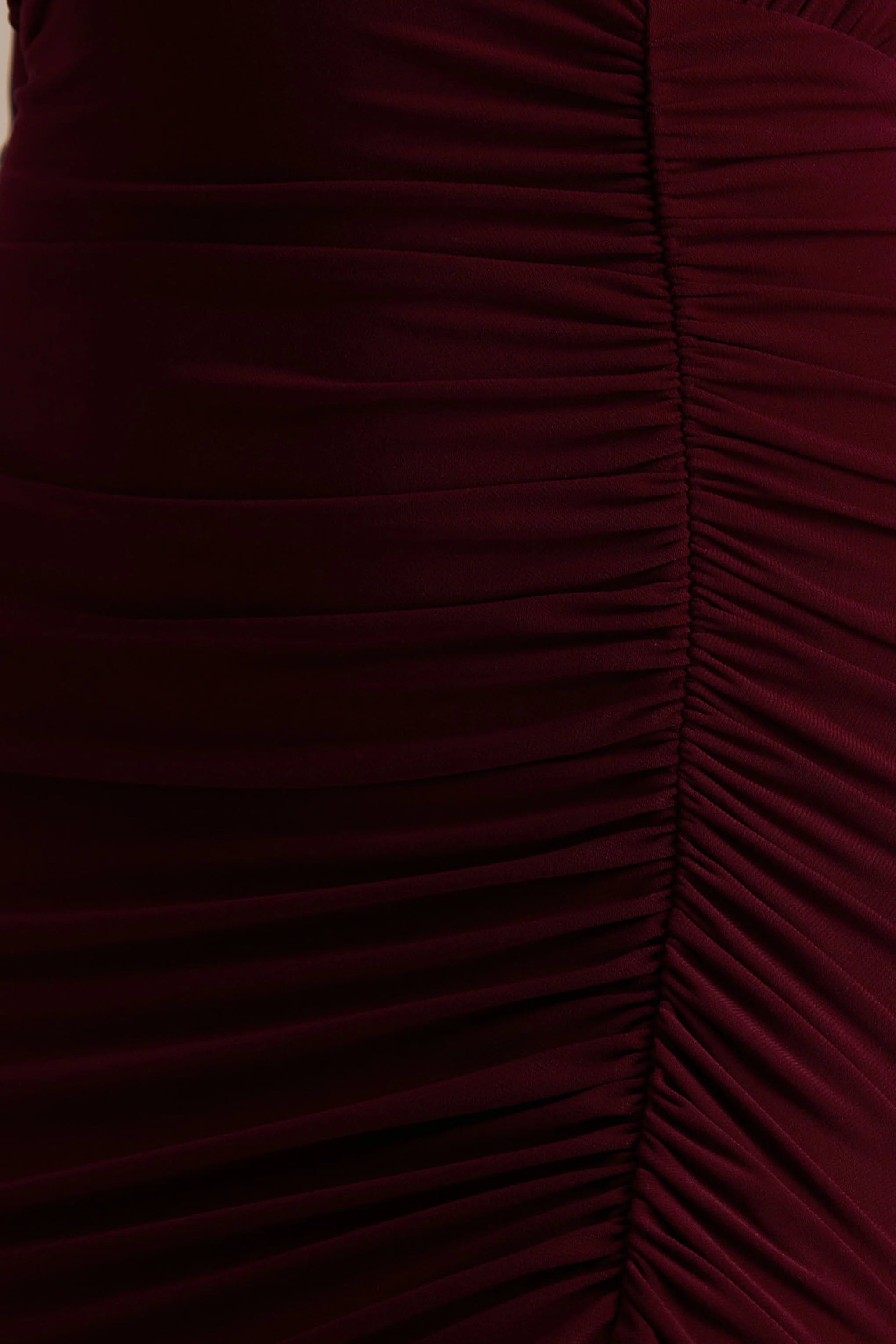 Command Burgundy Plunge Neck Maxi Dress With Front High Split