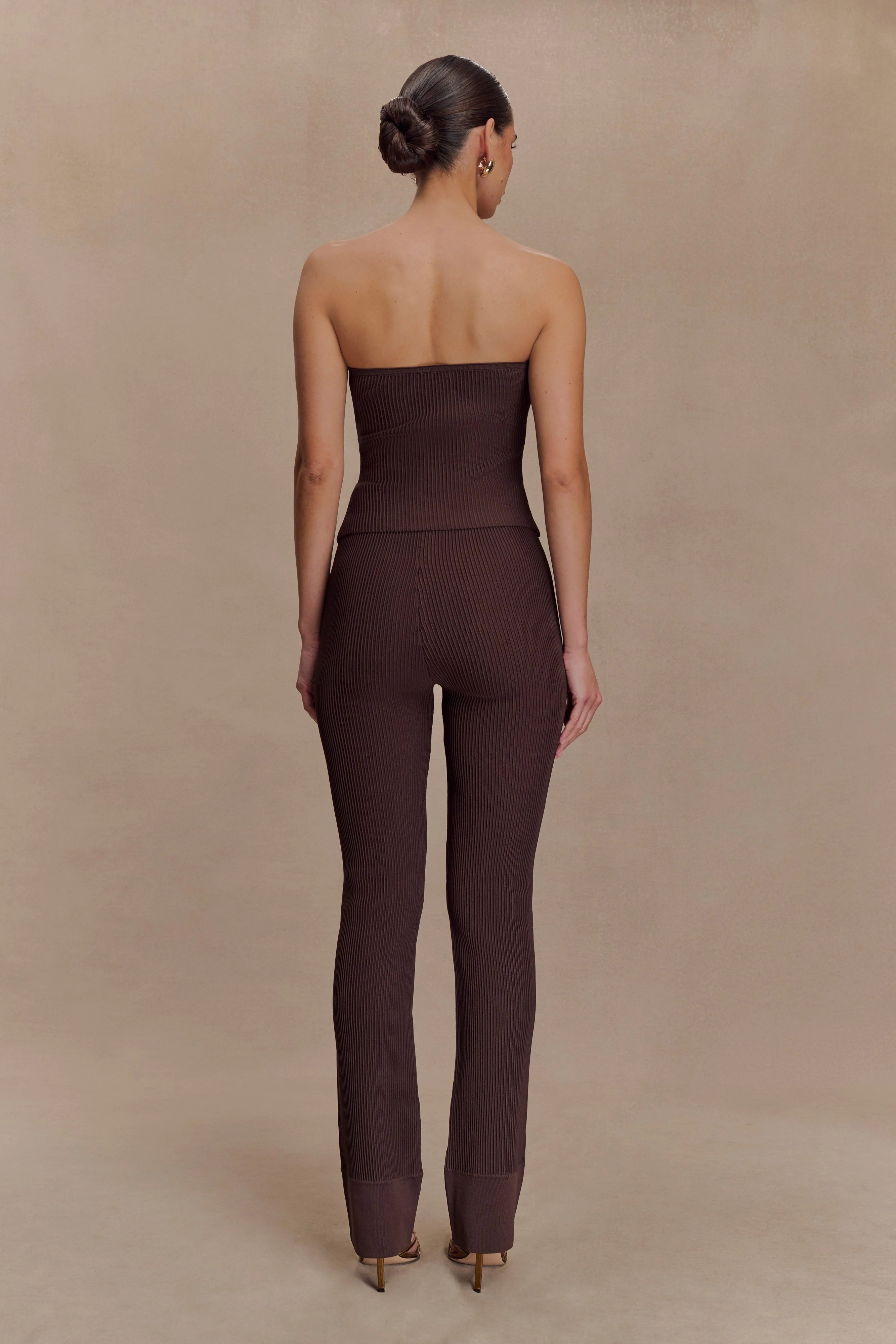 Elodie Ribbed Knit Pants Chocolate