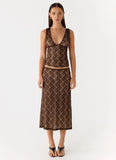 Malachie Lace Midi Skirt Chocolate